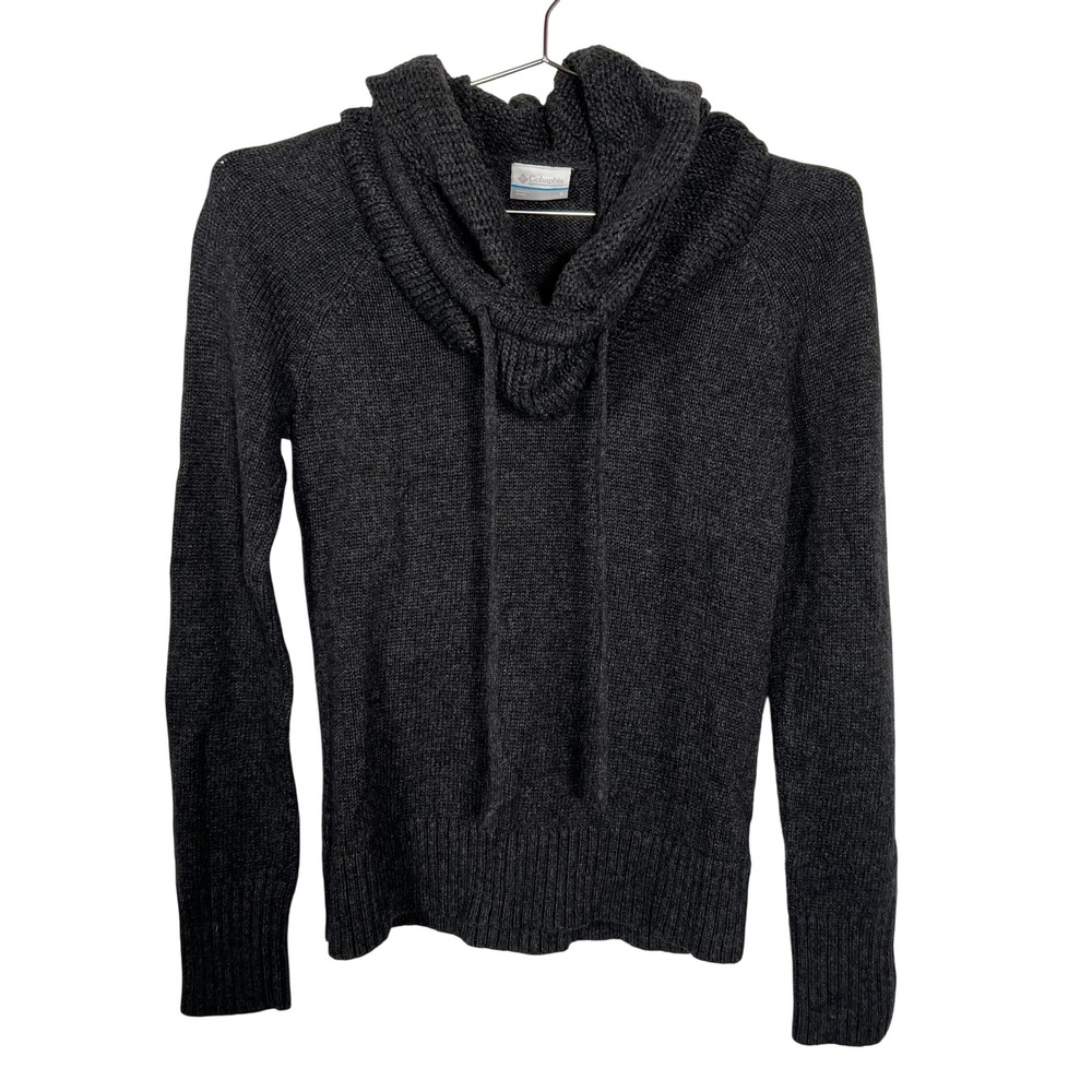 Columbia Womens Small Cowl Neck‎ Sweater Charcoal Gray Wool Blend